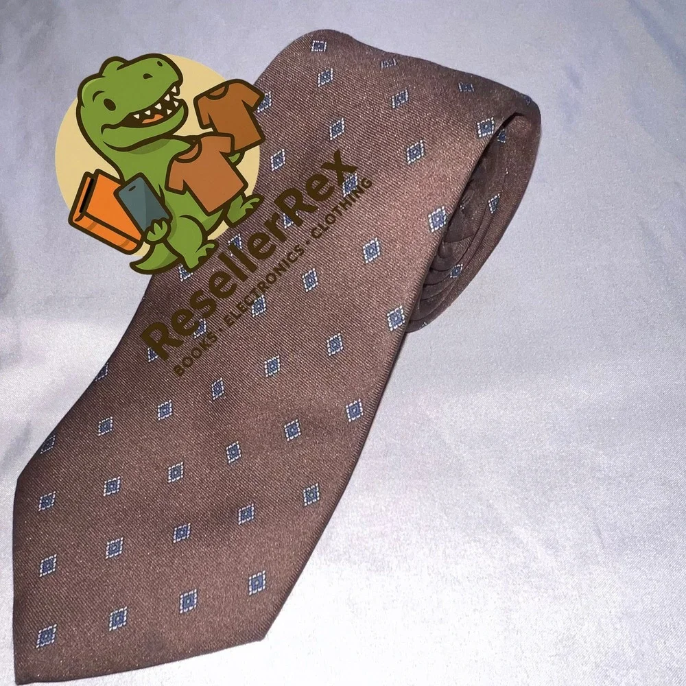 John Henry Twill Blend‎ Micro Diamond Pattern Classic Necktie Brown Blue
